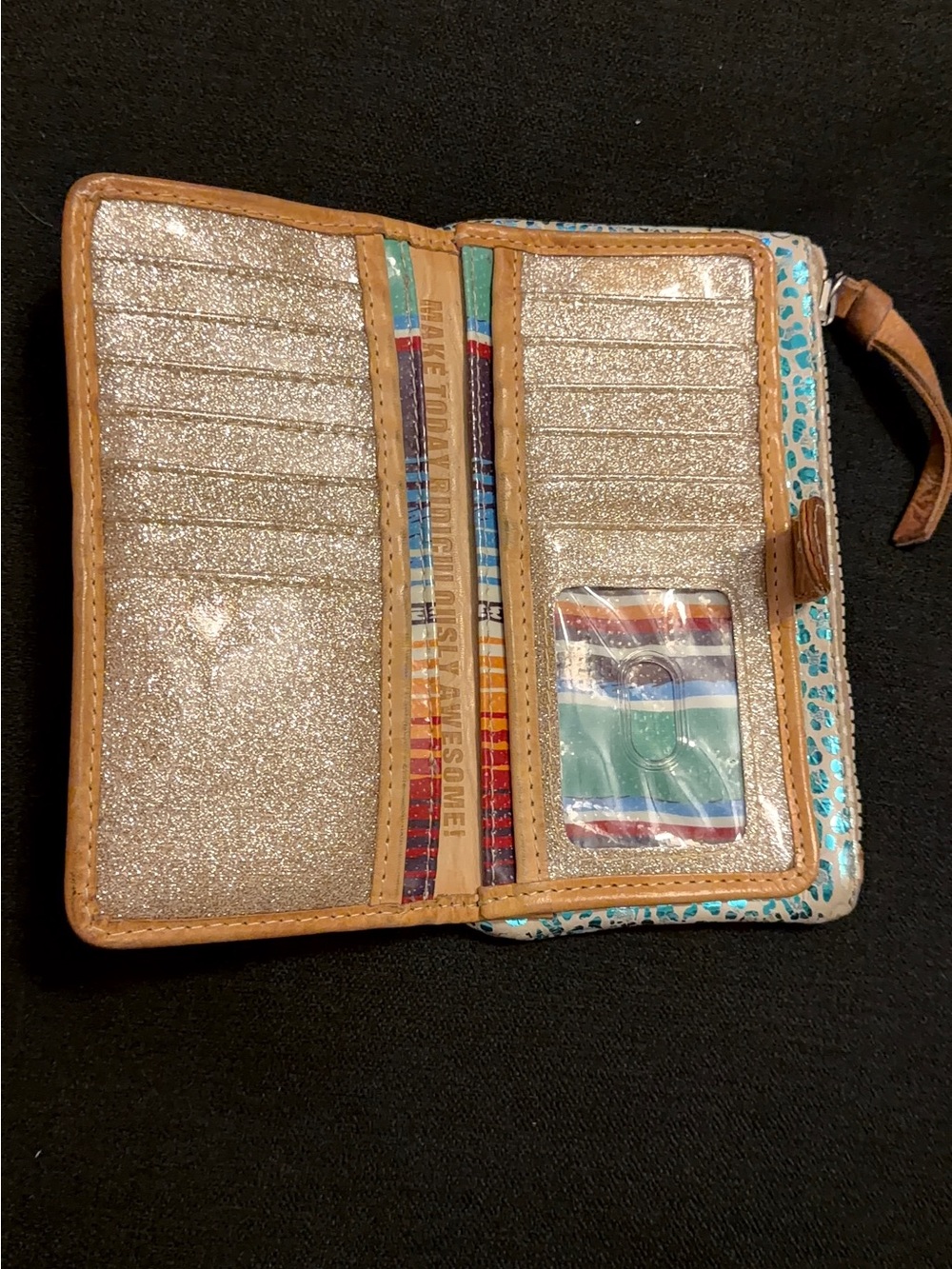 Consuela Shimmering Blue Leopard-Print Wristlet - Picture 2 of 4